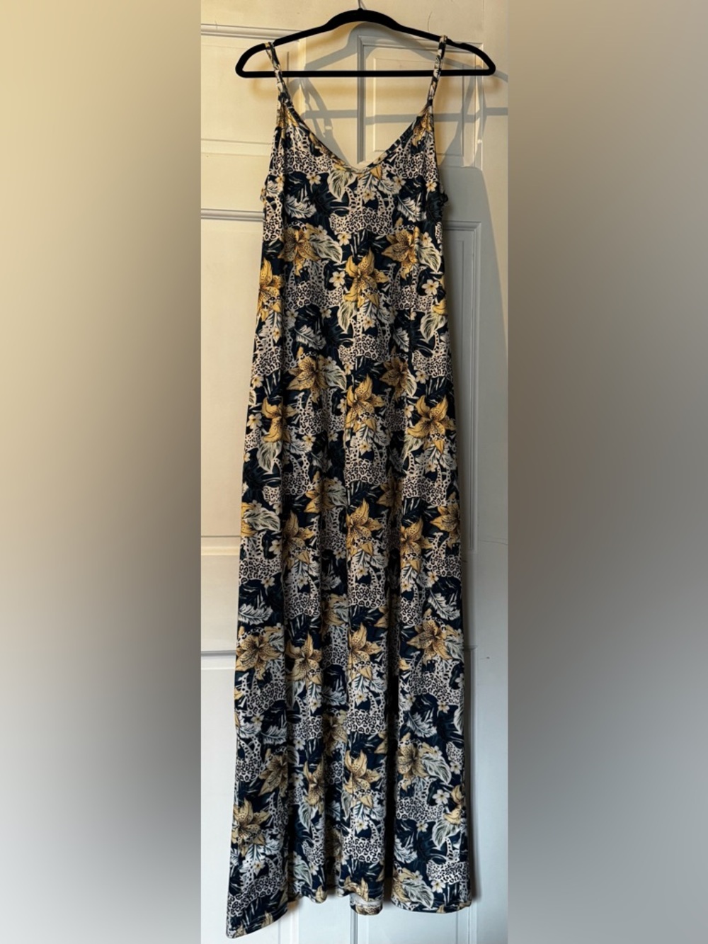 Bold Lily and Cheetah Pattern Maxi Dress